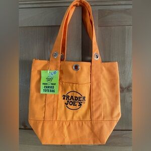 Upcycled Trader Joe’s mini tote canvas bag with grommets